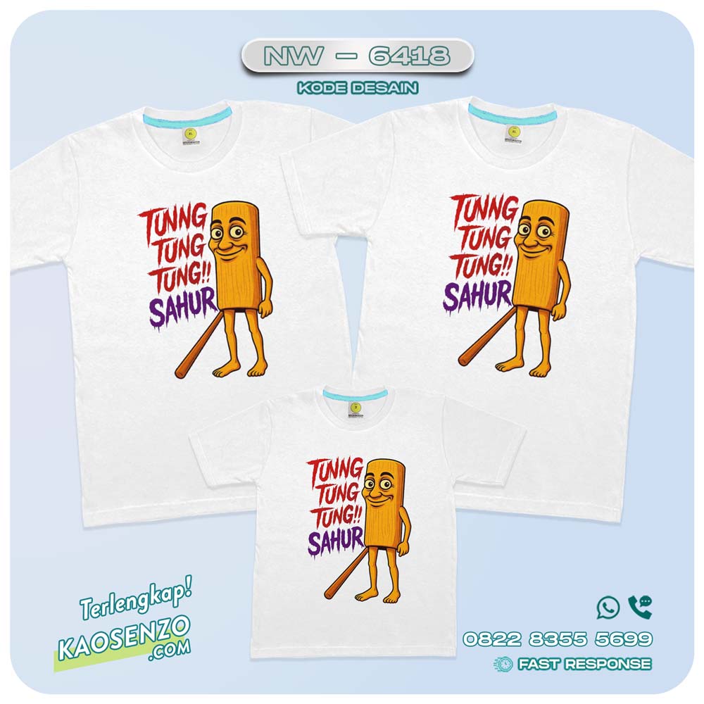 Baju Kaos Couple Keluarga Tung Tung Tung Sahur | Kaos Ultah Anak Anomali Brainroot | Kaos Tung Tung Tung Sahur - NW 6418