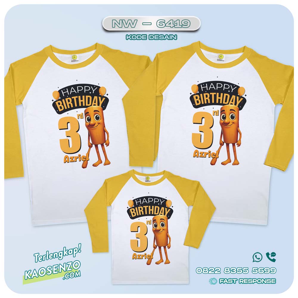 Baju Kaos Couple Keluarga Tung Tung Tung Sahur | Kaos Ultah Anak Anomali Brainroot | Kaos Tung Tung Tung Sahur - NW 6419