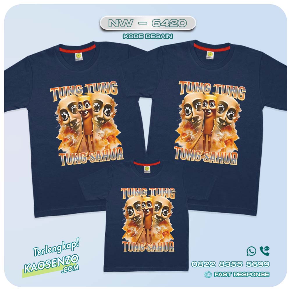 Baju Kaos Couple Keluarga Tung Tung Tung Sahur | Kaos Ultah Anak Anomali Brainroot | Kaos Tung Tung Tung Sahur - NW 6420