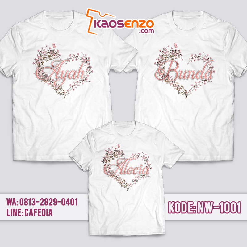 Baju Kaos Couple Keluarga | Kaos Family Custom | Kaos Bunga Flowers NW - 1001