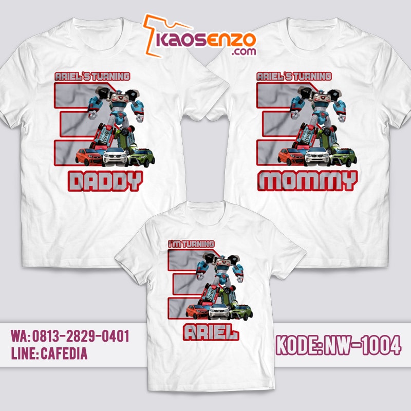 Baju Kaos Couple Keluarga | Kaos Ulang Tahun Anak | Kaos Tobot NW - 1004