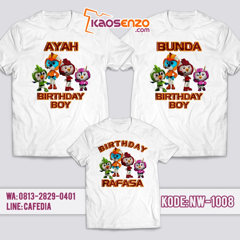 Baju Kaos Couple Keluarga | Kaos Ulang Tahun Anak | Kaos Top Wings NW - 1008