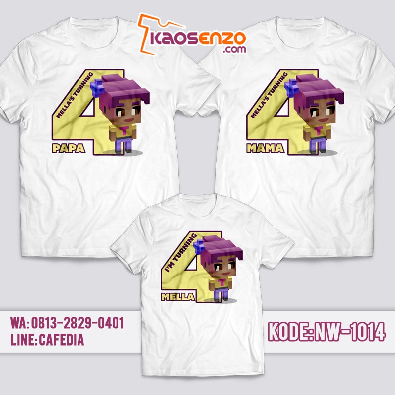 Baju Kaos Couple Keluarga | Kaos Ulang Tahun Anak | Kaos Minecraft NW - 1014