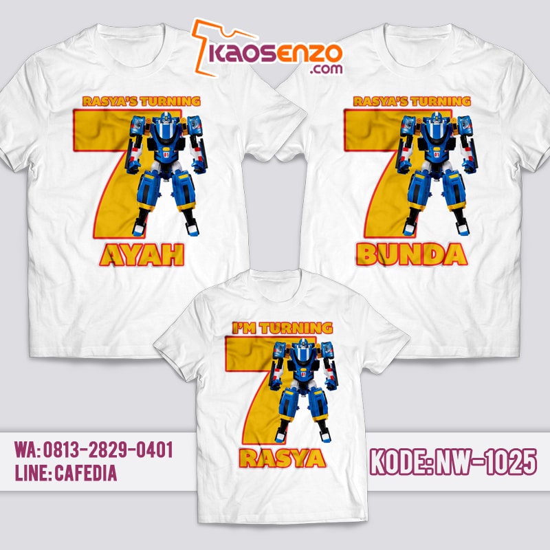 Baju Kaos Couple Keluarga | Kaos Ulang Tahun Anak | Kaos Tobot NW - 1025