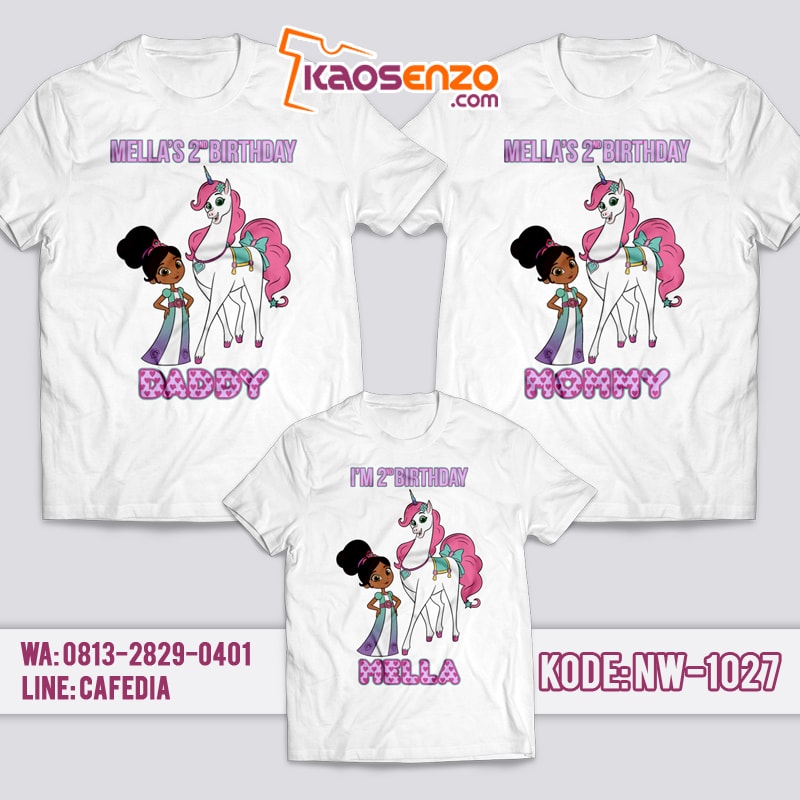 Baju Kaos Couple Keluarga | Kaos Ulang Tahun Anak | Kaos Nella The Princess Knight NW - 1027