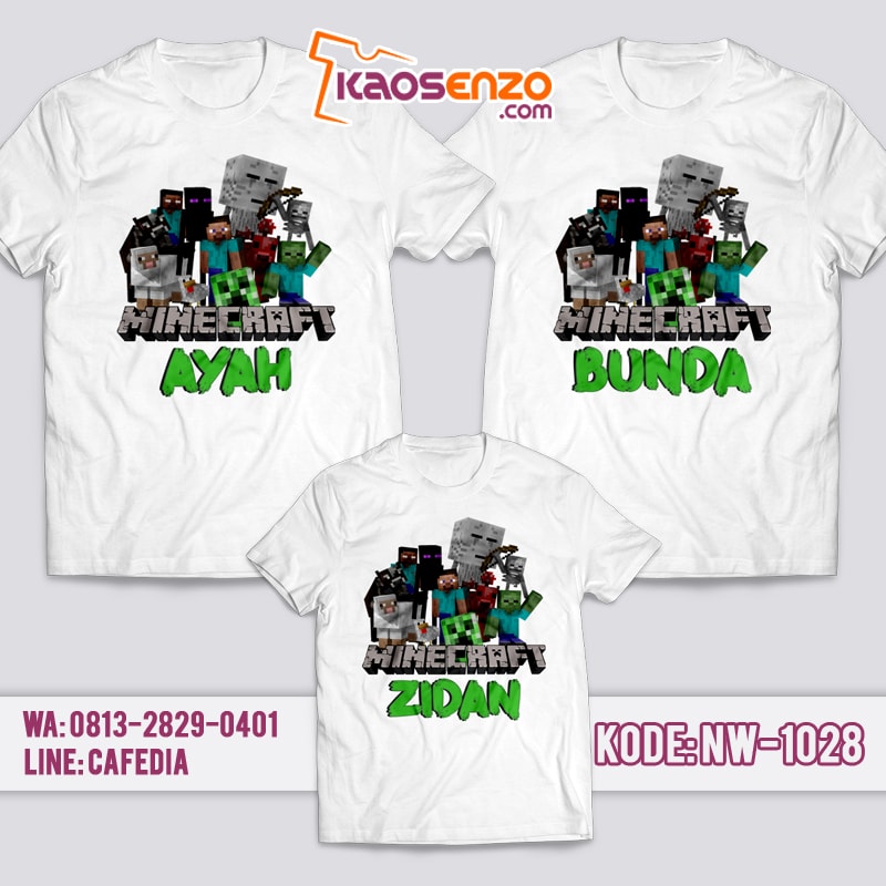 Baju Kaos Couple Keluarga | Kaos Family Custom | Kaos Minecraft NW - 1028