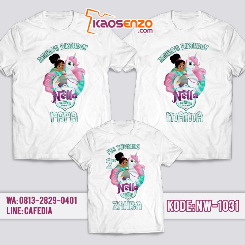 Baju Kaos Couple Keluarga | Kaos Ulang Tahun Anak | Kaos Nella The Princess Knight NW - 1031