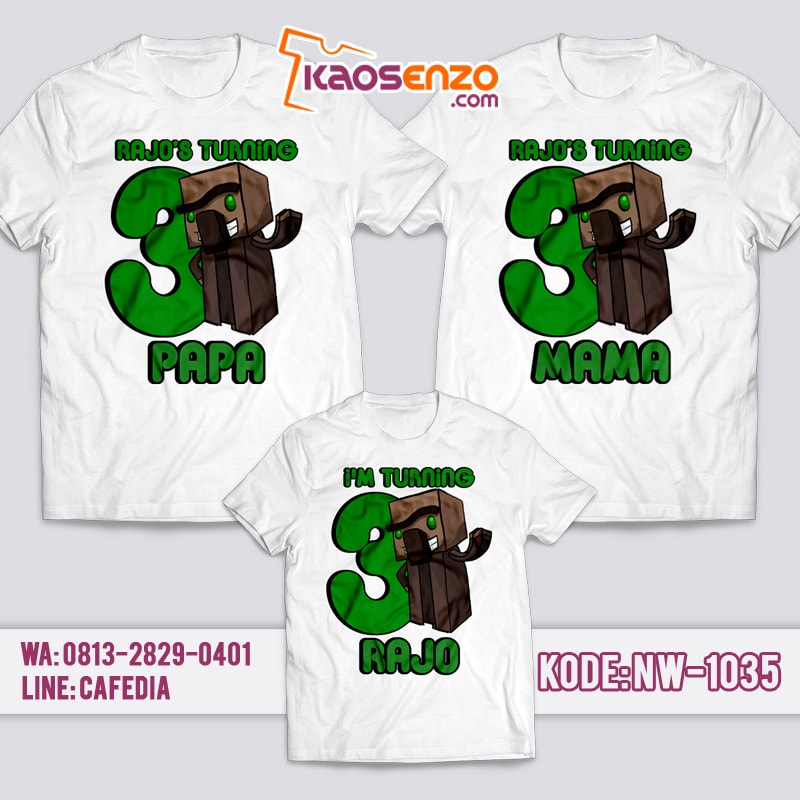 Baju Kaos Couple Keluarga | Kaos Ultah Anak | Kaos Minecraft NW - 1035