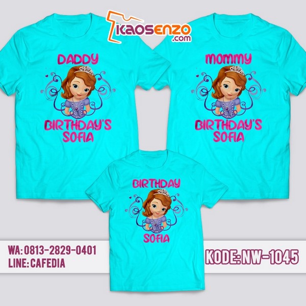 Baju Kaos Couple Keluarga | Kaos Ulang Tahun Anak | Kaos Princess | Kaos Sofia NW - 1045