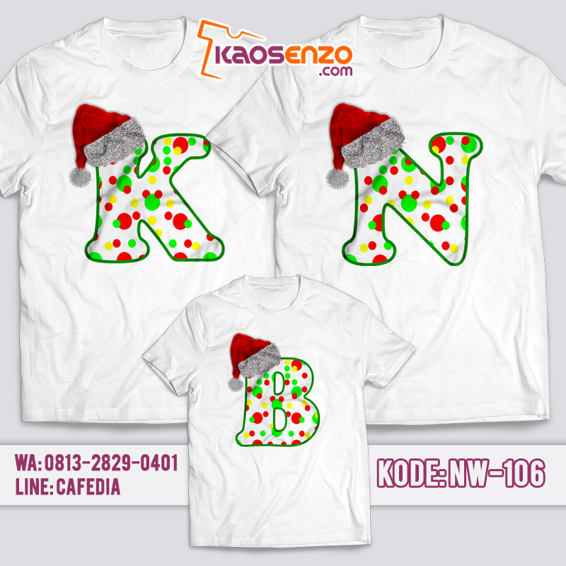 Baju Kaos Couple Keluarga | Baju kaos Natal | Baju Kaos Ultah Motif Christmas 