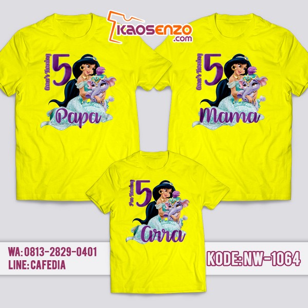 Baju Kaos Couple Keluarga Princess Jasmine Aladdin | Kaos Ultah Anak | Kaos Princess Jasmine Aladdin - NW 1064