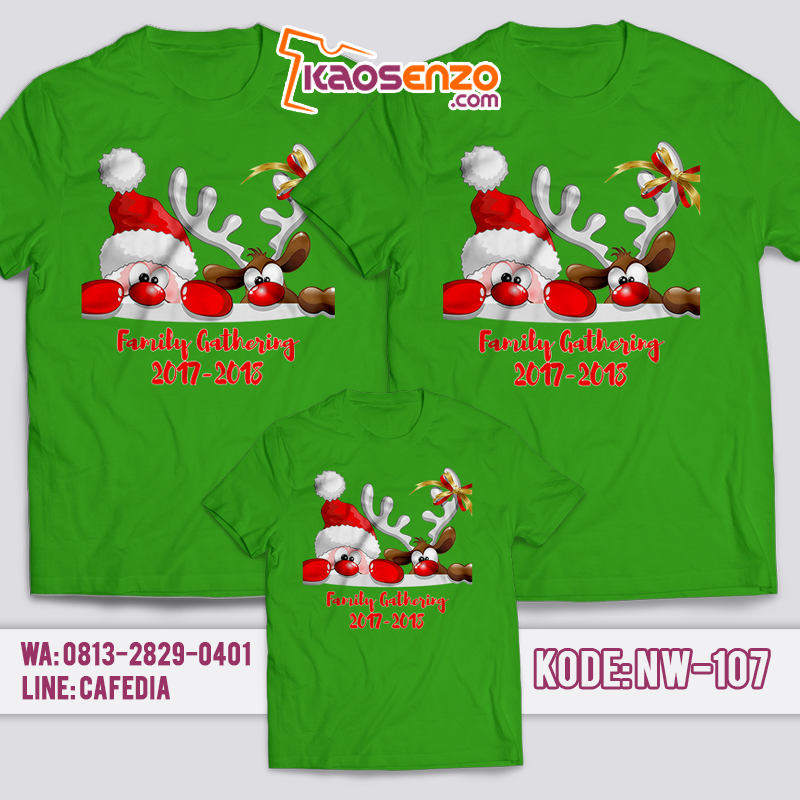 Baju Kaos Couple Keluarga | Kaos Natal Santa | Baju Kaos Ultah Motif Santa