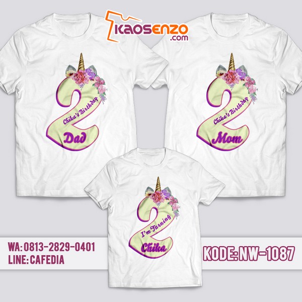 Baju Kaos Couple Keluarga | Kaos Ulang Tahun Anak | Kaos Unicorn - NW 1087
