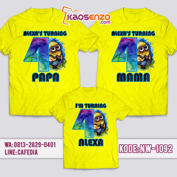 Baju Kaos Couple Keluarga | Kaos Ultah Anak | Kaos Minion - NW 1092