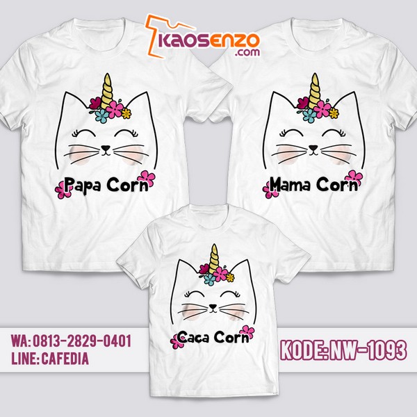 Baju Kaos Couple Keluarga | Kaos Family Custom | Kaos Catty Corn - NW 1093