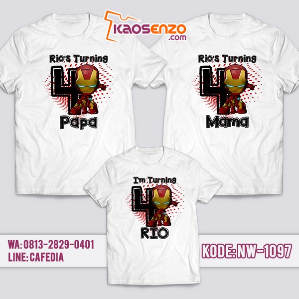 Baju Kaos Couple Keluarga | Kaos Ultah Anak | Kaos Iron Man - NW 1097