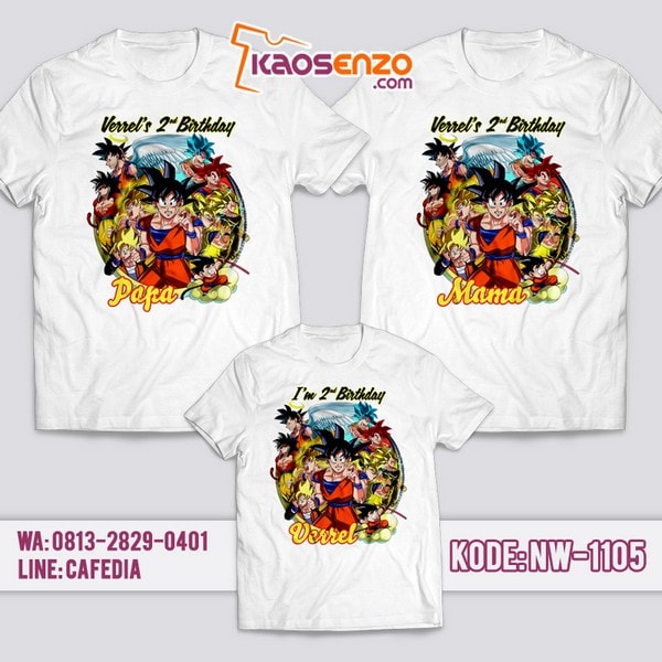 Baju Kaos Couple Keluarga | Kaos Ultah Anak | Kaos Dragon Ball - NW 1105