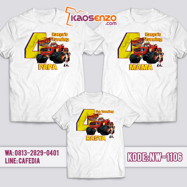 Baju Kaos Couple Keluarga | Kaos Ulang Tahun Anak | Kaos Blaze - NW 1106