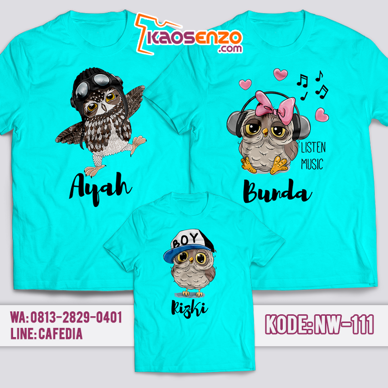 Baju Kaos Couple Keluarga | Kaos Owl | Baju Kaos Ultah Motif Owl