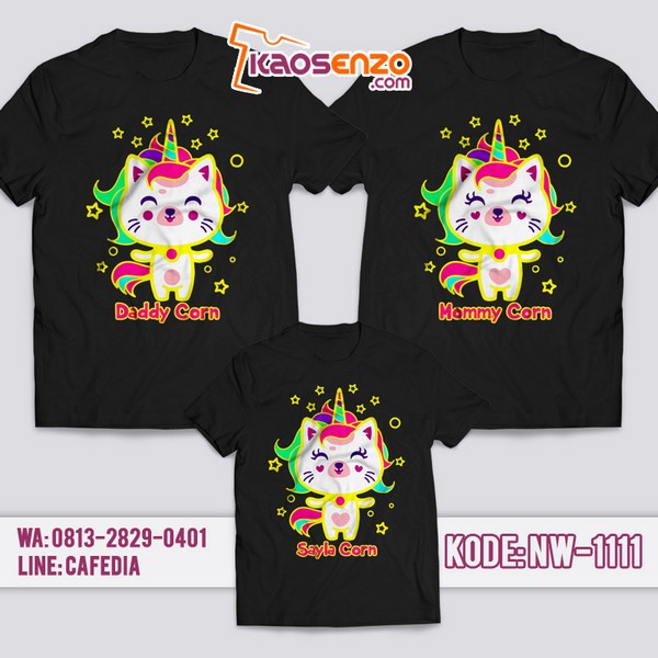 Baju Kaos Couple Keluarga | Kaos Family Custom | Kaos Cattycorn - NW 1111