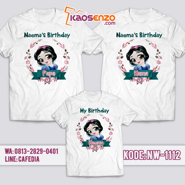 Baju Kaos Couple Keluarga | Kaos Ulang Tahun Anak | Kaos Snow White - NW 1112