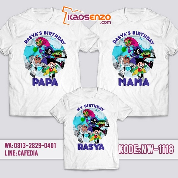 Baju Kaos Couple Keluarga | Kaos Ultah Anak | Kaos Titans Go - NW 1118