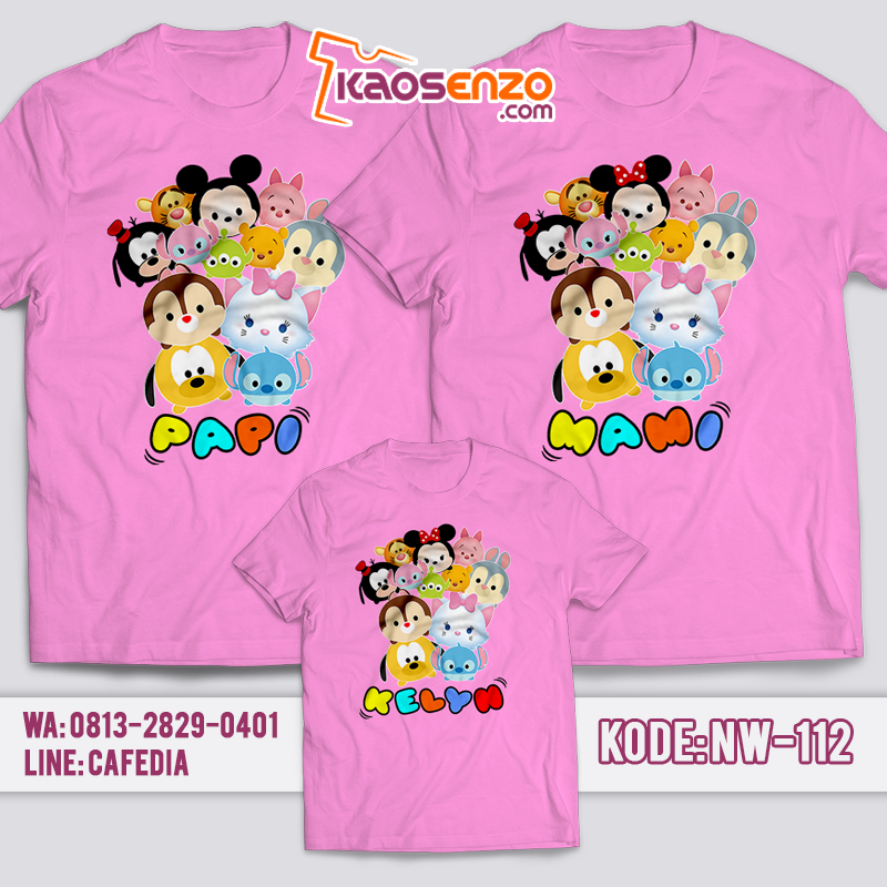 Baju Kaos Couple Keluarga | Baju Kaos Ultah Motif Tsumtsum