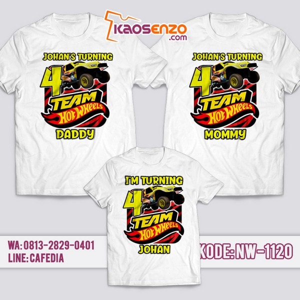 Baju Kaos Couple Keluarga | Kaos Ultah Anak | Kaos Hotwheels - NW 1120