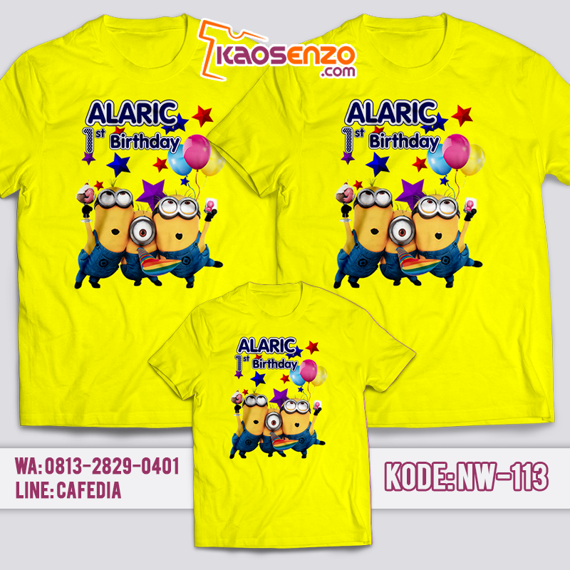 Baju Kaos Couple Keluarga | Baju Kaos Ultah Motif Minion