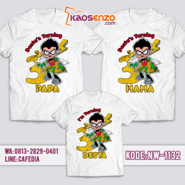 Baju Kaos Couple Keluarga Titans Go | Kaos Ulang Tahun Anak | Kaos Titans Go - NW 1132