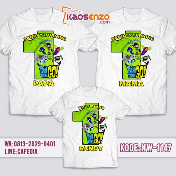 Baju Kaos Couple Keluarga Titans Go | Kaos Ultah Anak | Kaos Titans Go - NW 1147