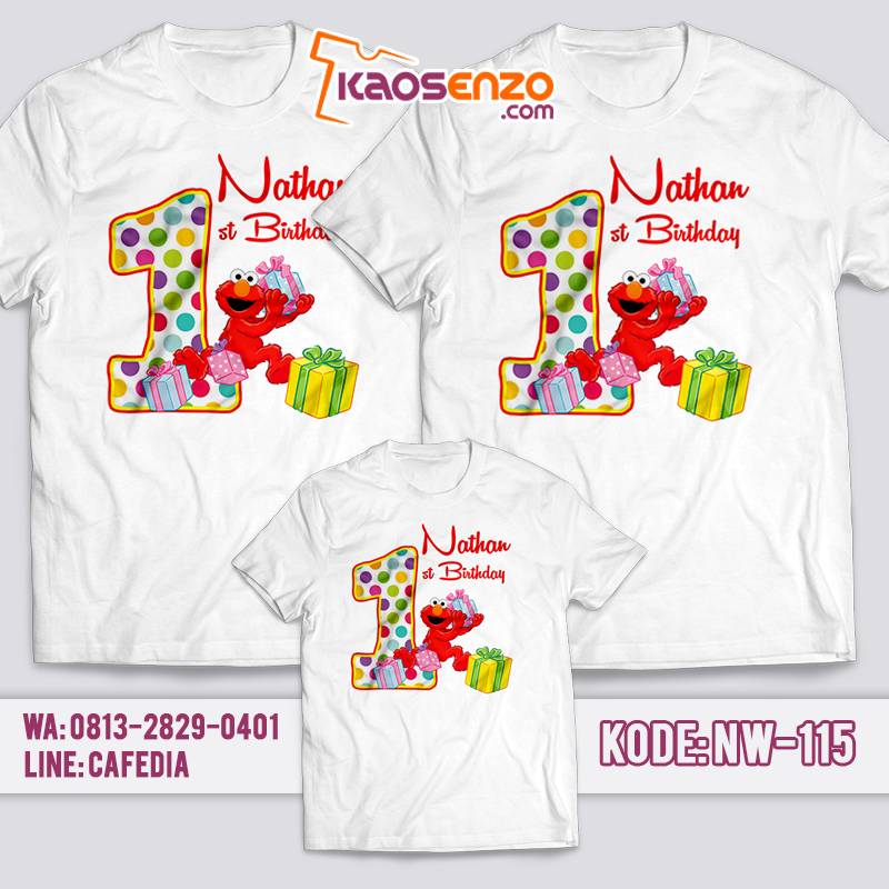 Baju Kaos Couple Keluarga | Baju Kaos Ultah Motif Elmo