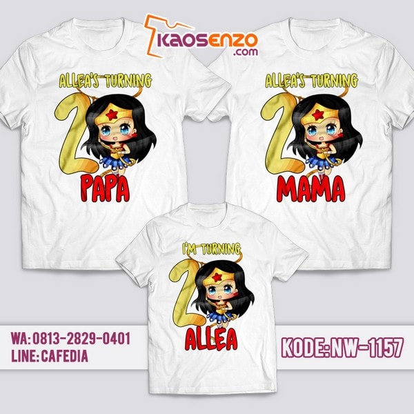 Baju Kaos Couple Keluarga Wonder Woman | Kaos Ultah Anak | Kaos Wonder Woman - NW 1157