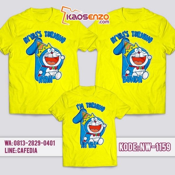 Baju Kaos Couple Keluarga Doraemon | Kaos Ultah Anak | Kaos Doraemon - NW 1159