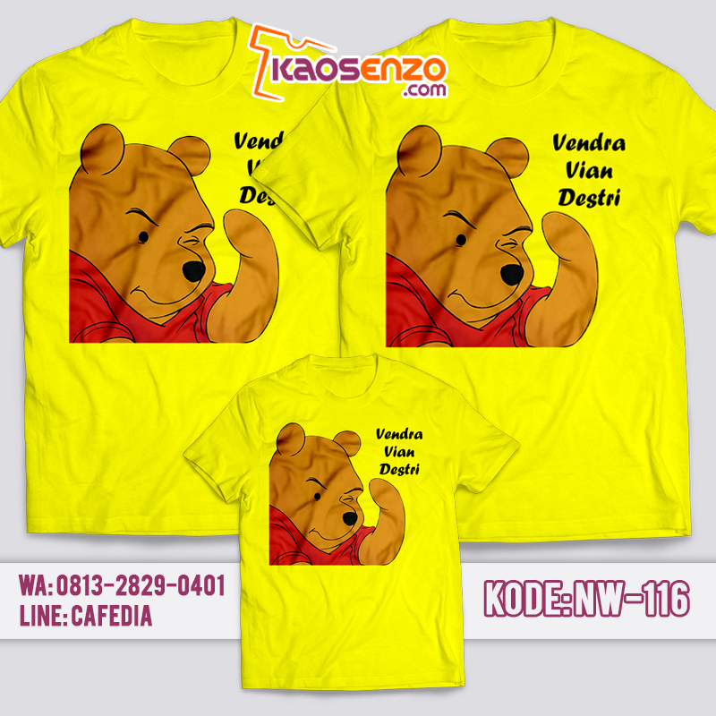 Baju Kaos Couple Keluarga | Baju Kaos Ultah Motif Winnie The Pooh