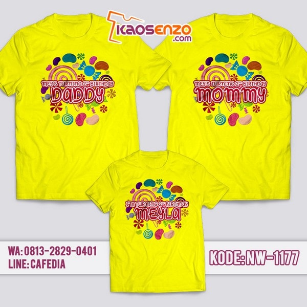 Baju Kaos Couple Keluarga Candy Land | Kaos Ultah Anak | Kaos Candy Land - NW 1177