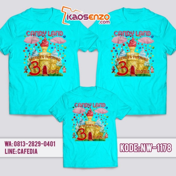 Baju Kaos Couple Keluarga Candy Land | Kaos Ulang Tahun Anak | Kaos Candy Land - NW 1178