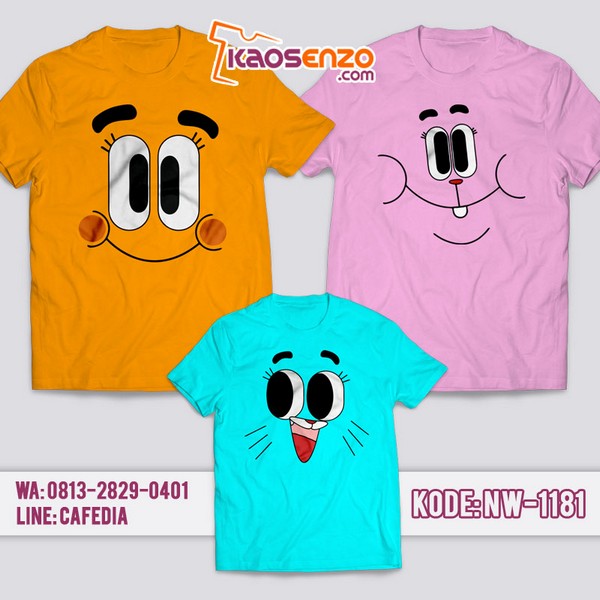 Baju Kaos Couple Keluarga Gumball | Kaos Family Custom | Kaos Gumball - NW 1181