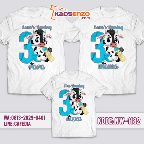 Baju Kaos Couple Keluarga Sapi | Kaos Ulang Tahun Anak | Kaos Sapi - NW 1182