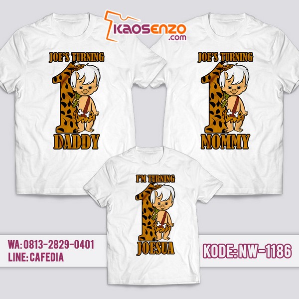 Baju Kaos Couple Keluarga Flintstones | Kaos Ulang Tahun Anak | Kaos Flintstones - NW 1186