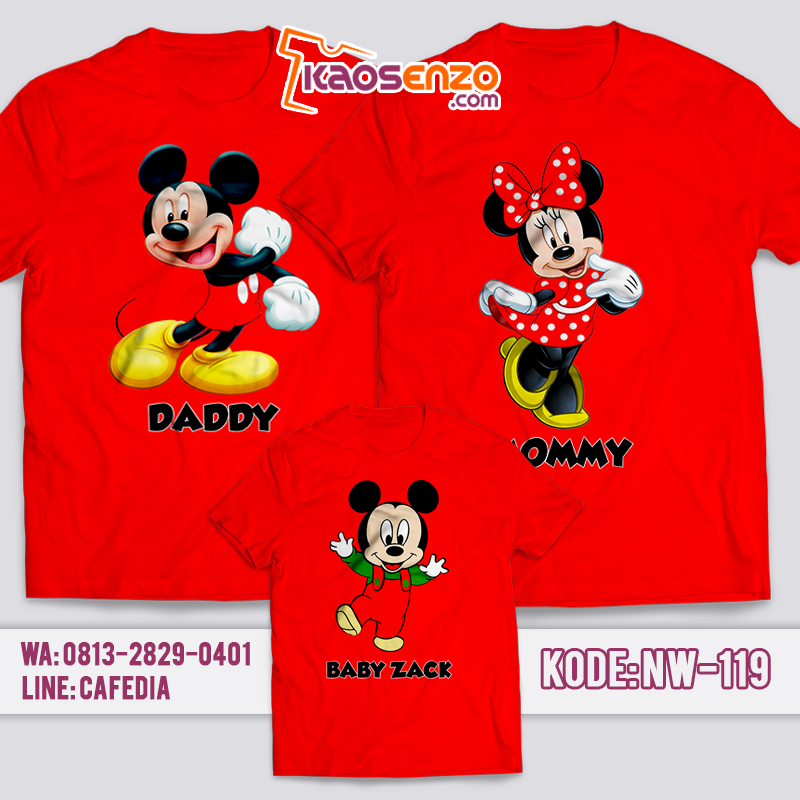 Baju Kaos Couple Keluarga | Baju Kaos Ultah Motif Mickey Mouse