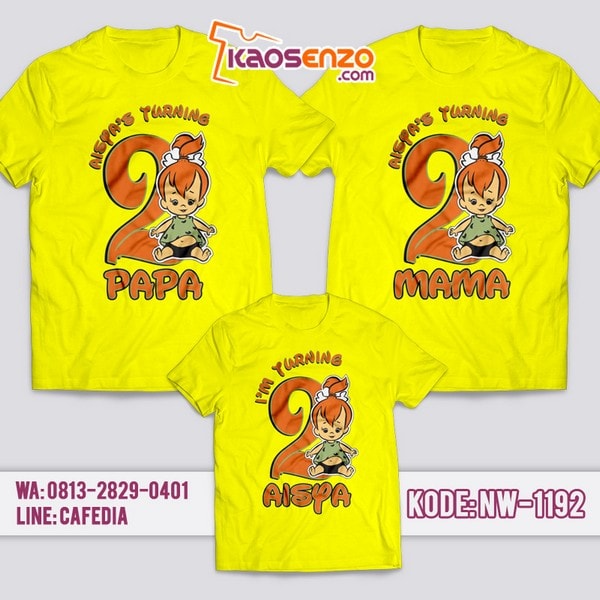 Baju Kaos Couple Keluarga Flintstones | Kaos Ulang Tahun Anak | Kaos Flintstones - NW 1192