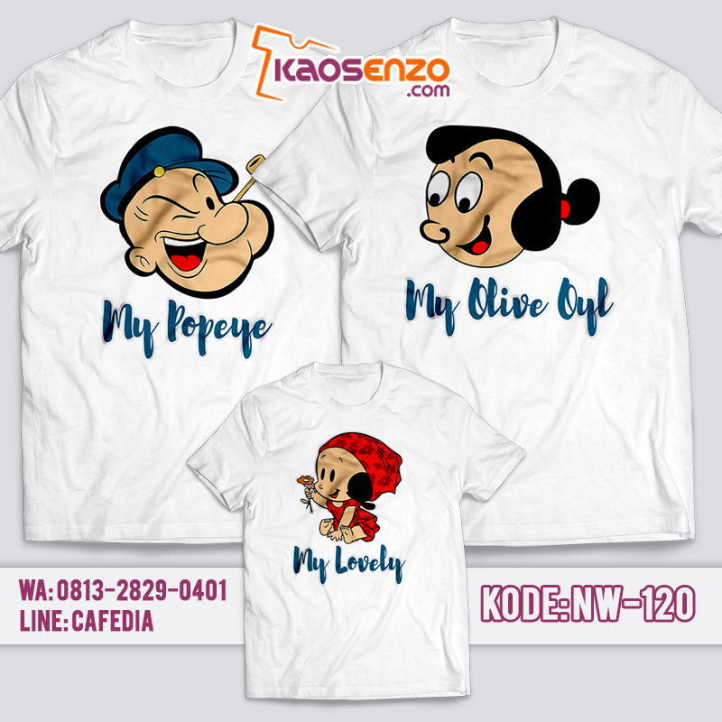 Baju Kaos Couple Keluarga | Baju Kaos Ultah Motif Popeye