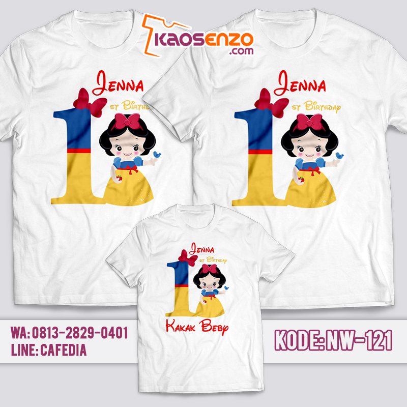 Baju Kaos Couple Keluarga | Baju Kaos Ultah Motif Snow White