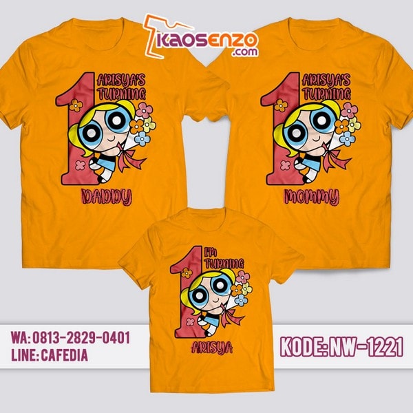 Baju Kaos Couple Keluarga Powerpuff Gilr | Kaos Ulang Tahun Anak | Kaos Powerpuff Girl - NW 1221