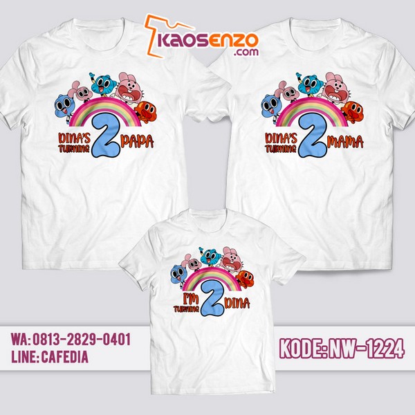 Baju Kaos Couple Keluarga Gumball | Kaos Ultah Anak | Kaos Gumball - NW 1224