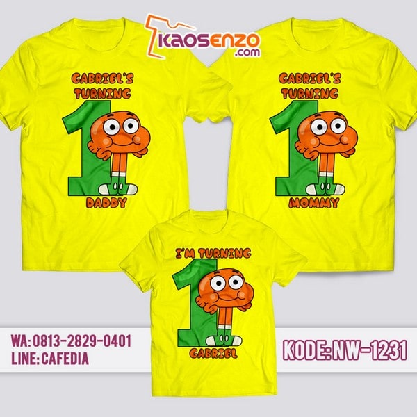 Baju Kaos Couple Keluarga Gumball | Kaos Ultah Anak | Kaos Gumball - NW 1231