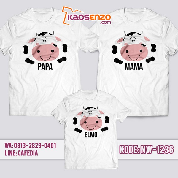 Baju Kaos Couple Keluarga Sapi | Kaos Family Custom | Kaos Sapi - NW 1236