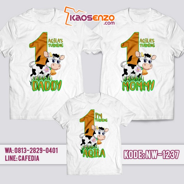 Baju Kaos Couple Keluarga Sapi | Kaos Ulang Tahun Anak | Kaos Sapi - NW 1237