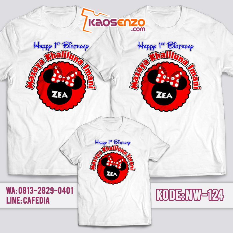 Baju Kaos Couple Keluarga | Baju Kaos Ultah Motif Minnie Mouse